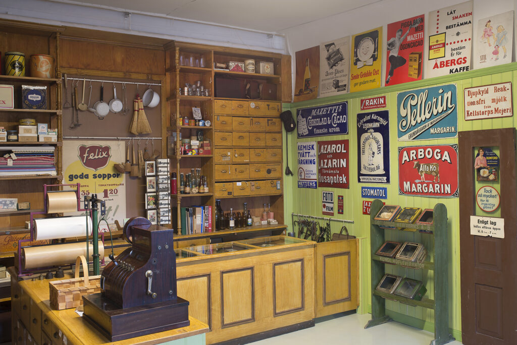 uppbyggd handelsbod på Kulturmagasinet