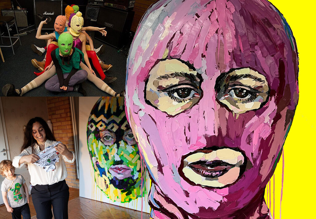 Pussy riot-medlemmen Lusine Djanyan, i rosa balaklava